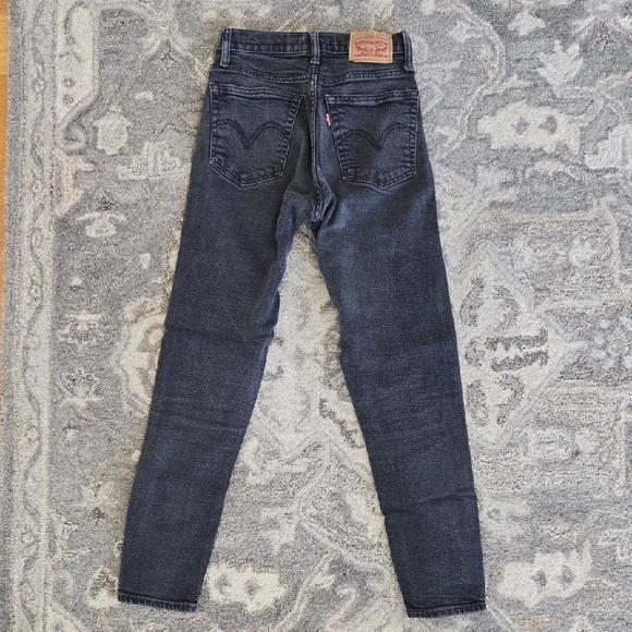 Levi's Washed Black Wedgie Skinny Jeans 25 - Picture 3 of 5